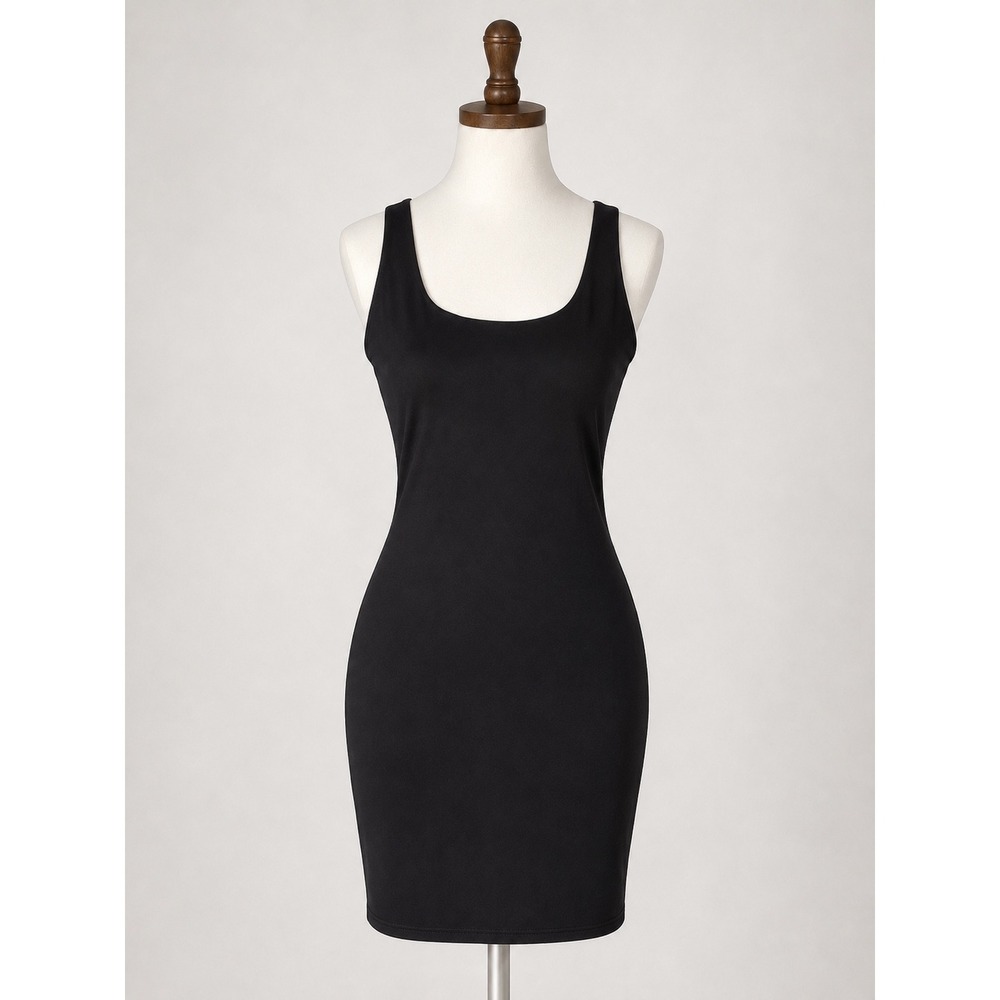 Express Body Contour Black Sleeveless Scoop Neck Mini Bodycon Dress Womens Med
